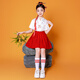 璽檸XINING中國風(fēng)漢服小學(xué)生運動(dòng)會(huì )班服啦啦隊國學(xué)表演服幼兒園畢業(yè)演出服裝 女印花短袖上衣+紅短裙 140