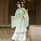 漢虞葵_曇花月 原創(chuàng  )明制云肩漢服女2025新款春夏季馬面裙長(cháng)衫古裝 曇花月 綠色套裝【云肩+長(cháng)衫+馬面裙】 S