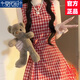 莫代爾法式復古紅色格子無袖連衣裙女2025年夏季新款小個子背心超仙短裙 紅色格子裙 M