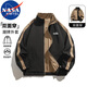 NASA MARVEL夾克男士春秋休閑百搭雙面穿立領寬松戶外運動外套 黑色 L