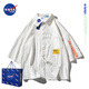 NASADKGM官方潮牌純棉短袖襯衫男夏季港風(fēng)復(fù)古休閑襯衫青少年大碼襯衣外套 白色 XL （建議130-150斤）