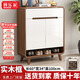 顧樂(lè )家（GULEJAR）新中式高端實(shí)木鞋柜入戶(hù)門(mén)口玄關(guān)隔斷柜大容量?jì)ξ铿F代客廳收納柜 【深胡桃+白】60*34*100CM