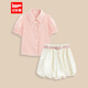 IEFMINI【愛(ài)依服童裝】2025夏季新款法式洋氣可愛(ài)女童上下套褲 粉白條 160