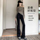 鉑吶苓牛仔褲女微喇叭2025新款春夏高腰顯瘦遮肉闊腿美式復(fù)古馬蹄喇叭褲 微喇叭牛仔褲【黑色】常規(guī)款 M 【95-110斤】