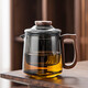 唐豐加厚玻璃茶壺茶水分離泡茶杯家用帶蓋木把手大容量辦公室一人用 合歡壺（鉛灰）