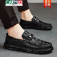 卡帝樂(lè )鱷魚(yú)（CARTELO）豆豆鞋男2026新款春夏秋季男鞋精神小伙懶人一腳蹬英倫休閑小皮鞋 605黑色 39