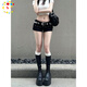 CS.LION美式辣妹y2k短褲黑色2025夏季新款性感低腰包臀柳釘牛仔超短褲女 黑色(搭配腰帶) M 98-110斤