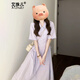 艾珠兒（Aizhuer）2025新款法式溫柔紫色短袖襯衫連衣裙子女夏季小個(gè)子氣質(zhì)收腰長裙 【紫色】 L 建議100-115斤