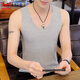 貓人（MiiOW）純棉無(wú)痕背心男夏季薄款無(wú)邊跨欄男士不變形低領(lǐng)內穿無(wú)袖吊帶 505圓領(lǐng)灰色 2XL 135-150斤左右