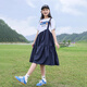 方糖姑娘初中生連衣裙少女孩新款2026夏季高中生中長(cháng)裙子大童短袖學(xué)生時(shí)尚 S1098B白色連衣裙 M