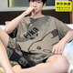 韞舜2025夏季男款睡衣短袖卡通青少年男士夏天薄款大碼學(xué)生家居服套裝 XL【體重135-160斤】