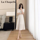 拉夏貝爾（La Chapelle）小個(gè)子提花連衣裙女夏季2025年新款方領(lǐng)設(shè)計(jì)感小眾設(shè)計(jì)連衣裙潮 白色 M 建議100-110斤