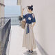 哈魯?shù)线B衣裙女2025夏裝新款法式氣質(zhì)設(shè)計感衣服小眾小個子長裙子夏季 藍(lán)色 S 【90-108斤】