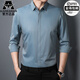 AJGNEAMAIN輕奢潮牌長(zhǎng)袖襯衫男中青年男士商務(wù)休閑方領(lǐng)抗皺免燙純色襯衣 716-蘭灰 3XL 190/104A 建議體重180-200斤