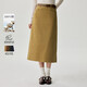 茵曼純棉燈芯絨半身裙女2025春秋季通勤百搭舒適中長(cháng)A字裙 卡其色 M