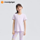 moodytiger女童短袖T恤速干彈力25年夏季新品兒童T恤撞色領(lǐng)運動衣| 網(wǎng)球系列