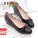 紅蜻蜓品牌撿漏平底單鞋豆豆鞋女坡跟媽媽鞋內增高早夏孕婦蝴蝶結 【廠(chǎng)家24H速發(fā)】黑色 36