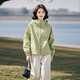 純信超好看短款連帽外套女2025春秋減齡時(shí)尚百搭超火酷颯拽姐高級感 清新綠(高品質(zhì))雙層外套 XL 建議 125-140斤