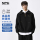 NPC潮牌重磅510g字母刺繡半開(kāi)襟加絨衛衣男翻領(lǐng)套頭落肩【紅人衣櫥】 深邃黑 M