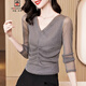 AEMAPE打底衫女士裝春秋冬2025年新款T恤洋氣百搭小衫內搭上衣 灰色 L 建議105-115斤