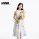 安奈兒（Annil）童裝女童無袖連衣裙2025夏新款仙女風(fēng)裙子甜美多彩背心裙 紫調(diào)花 160