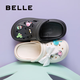 百麗（Belle）簡約百搭洞洞鞋女2025夏新商場同款厚底包頭拖鞋D9E1DBL5 黑色 37-38 (240mm)