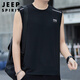 JEEP SPIRIT吉普背心男士冰絲夏季運動速干無袖寬松休閑打底汗衫上衣坎肩T恤