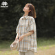 SWAMP AREA美式格子短袖襯衫男女款夏季潮流百搭高級(jí)感休閑襯衣CS326黃格s