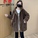 皮爾卡丹（pierre cardin）羊羔毛外套女秋冬2025新款高級感超好看搖粒絨加厚棒球服上衣 咖色 L 135—150斤左右