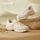 斯凱奇（Skechers）休閑鞋女珠珠熊貓鞋 潮流女鞋 厚底增高復古老爹鞋子 149463 乳白色/OFWT 37