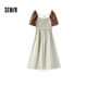 森馬（Semir）【連衣裙合輯】夏天女法式慵懶風(fēng)裙子復古學(xué)院風(fēng)針織裙雪紡碎花裙 N款赫本風(fēng)裹胸裙-咖色調00355 L