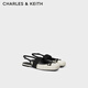 CHARLES&KEITH蝴蝶結(jié)平底方頭芭蕾鞋涼鞋女CK1-70920149 Beige米色 36