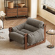 OUOETY單人沙發(fā)椅澤西島椅客廳中古風(fēng)皮沙發(fā)椅子休閑懶人椅實(shí)木復古躺椅 灰色【燈芯絨】實(shí)木框架
