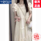 莫代爾日系甜美氣質花瓣袖木耳邊連衣裙女2025夏季新款寬松高級遮肉長裙 杏色小飛袖裙【收藏+關注優(yōu)先發(fā)貨】 M 【建議90-105斤穿】