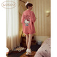 果殼（Gukoo）睡衣夏季HelloKitty新款大卡通格子純棉女士家居服套裝 洋紅 L