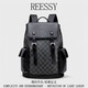 Reessy國際輕奢品牌新款高端男士雙肩包潮牌包商務(wù)男款書(shū)包男生電腦背包 黑色格子