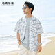 馬克華菲【卡通涂鴉滿(mǎn)印】短袖襯衫男25夏季百搭泡泡紗度假風(fēng)寬松休閑襯衣 803本白 M