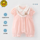 G. DUCKKIDS小黃鴨嬰兒衣服夏季短袖純棉女寶夏裝新薄款公主甜美百天連體哈衣 粉色小花 80cm 80
