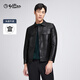 金利來(lái)【頭層牛皮】春夏季節皮衣男士復古時(shí)尚翻領(lǐng)單排扣外套夾克 黑色-99 2XL 185/100A 推薦165-180斤