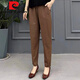 皮爾卡丹（pierre cardin）100純棉夏季新款休閑褲媽m媽款彈力棉麻顯瘦遮肚子版虧本 01咖啡色【棉質(zhì) 優(yōu)質(zhì)版】今年流 2XL 【建議120-135斤】