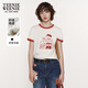 Teenie Weenie小熊短袖T恤女2025年夏季新款活力撞色印花圓領(lǐng)T恤上衣女 象牙白 L