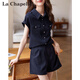 拉夏貝爾（La Chapelle）穿搭一整套襯衫短褲女裝2025夏季新款輕薄氣質(zhì)顯瘦小個子兩件套裝 藏青色 M