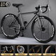SANGPU公路自行車(chē)成人單速實(shí)心胎雙碟剎單車(chē)騎行自行車(chē)男女學(xué)生活飛賽車(chē) 40刀-月光銀【特惠款】 26寸
