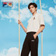 FILA 斐樂(lè)易烊千璽同款情侶款針織短袖衫2025夏季新款小狐貍寬松T恤 云菇白-WT L 175/96A/L