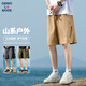 GENIOLAMODE短褲男夏季輕薄透氣寬松休閑涼感冰絲百搭工裝五分褲男 卡其 L