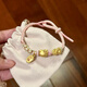 FLAME CHOMEL黃金足金999KT貓蝴蝶結招財納福串珠粉手鏈送女友閨蜜老婆禮物 K貓+蝴蝶結+招財納福