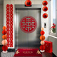 June bride結婚電梯門(mén)喜字柜子雙開(kāi)門(mén)喜字貼不干膠貼紙自帶背膠婚慶用品裝飾