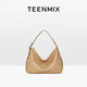 天美意（TEENMIX）女包牛皮單肩包大容量斜挎腋下包通勤牛角法棍包情人節禮物送女友