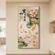 家和萬(wàn)事興玄關(guān)裝飾畫(huà)荷花九魚(yú)圖走廊過(guò)道掛畫(huà)新中式2025新款壁畫(huà) A款 40*80 晶瓷平面  拉絲鋁合金（金色）