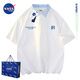 NASADKGM官方潮牌短袖t恤男夏季休閑學(xué)院風(fēng)翻領(lǐng)POLO衫青少年寬松透氣上衣 白色 XL （建議120-140斤）